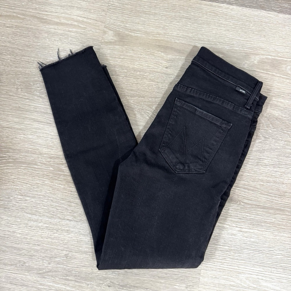 MOTHER The Stunner Double Zip Ankle Step‎ Fray Not Guilty Jeans Black Women's 28